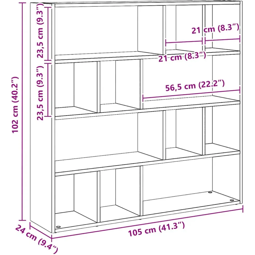 vidaXL Boekenkast/kamerscherm 105x24x102 cm artisanaal eikenkleur