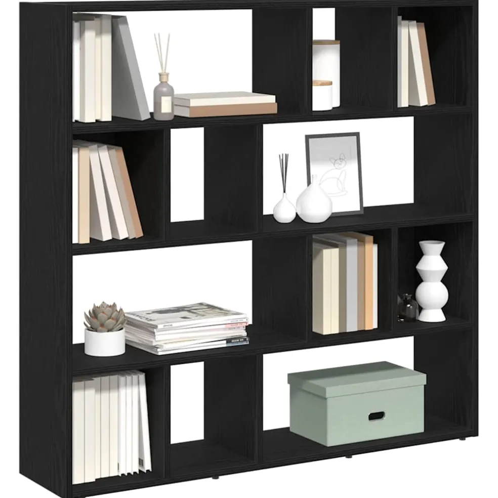 vidaXL Boekenkast/kamerverdeler zwart eiken 105x24x102 cm