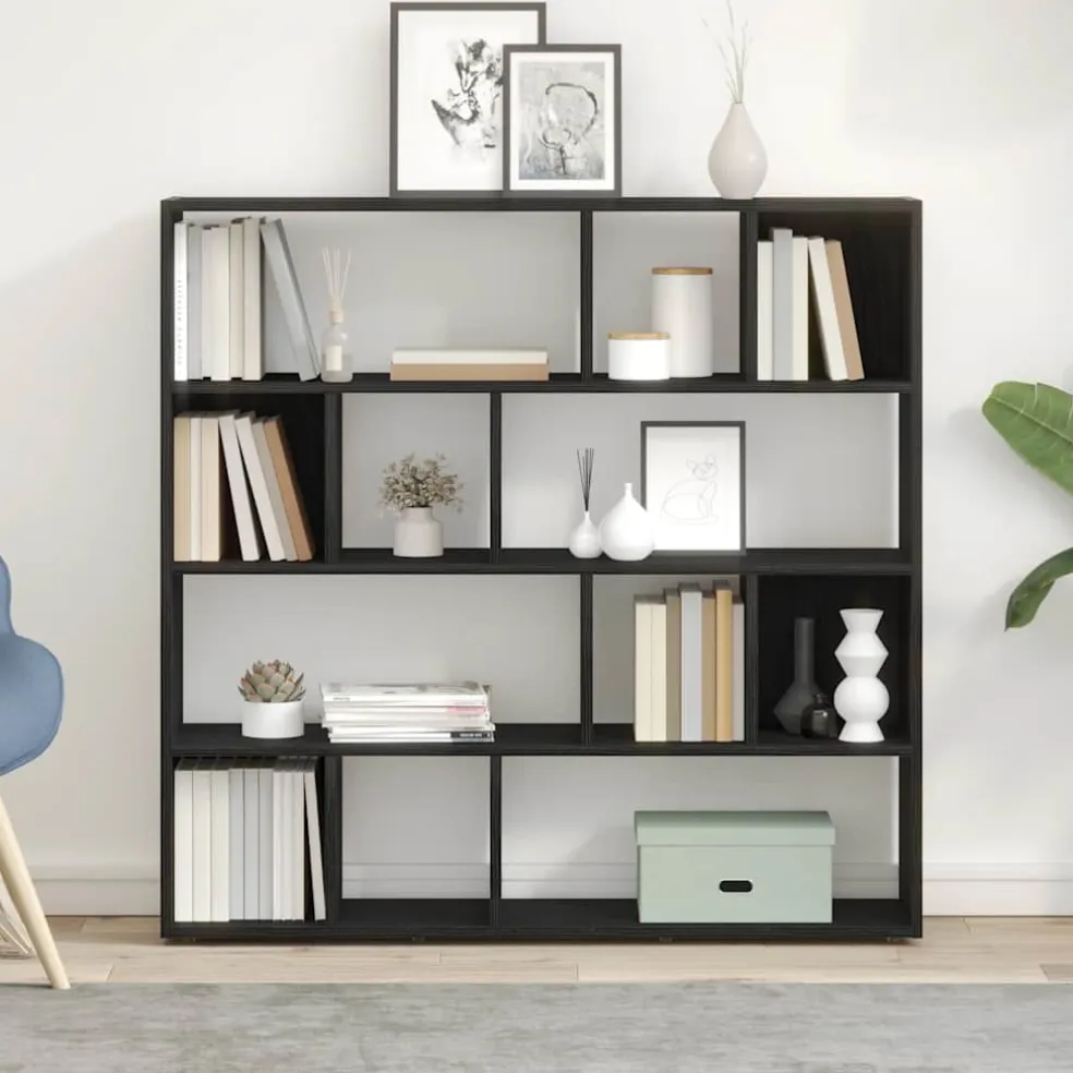 vidaXL Boekenkast/kamerverdeler zwart eiken 105x24x102 cm