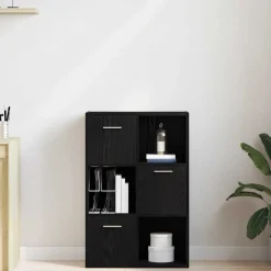 vidaXL Boekenkast/kamerverdeler zwart eiken 60,5x30x90cm bewerkt hout