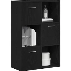 vidaXL Boekenkast/kamerverdeler zwart eiken 60,5x30x90cm bewerkt hout