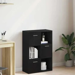 vidaXL Boekenkast/kamerverdeler zwart eiken 60,5x30x90cm bewerkt hout