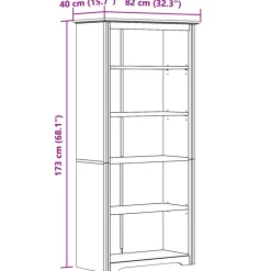 vidaXL Boekenkast 5-laags BODO 82x40x173 cm massief grenenhout wit