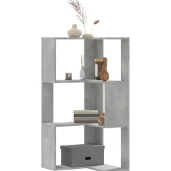 vidaXL Boekenkast 3-laags hoek 50x50x102 cm bewerkt hout betongrijs