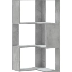 vidaXL Boekenkast 3-laags hoek 50x50x102 cm bewerkt hout betongrijs