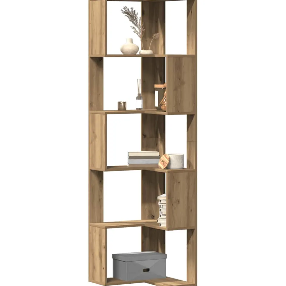 vidaXL Boekenkast 5-laags hoek 50x50x179 cm hout artisanaal eikenkleur