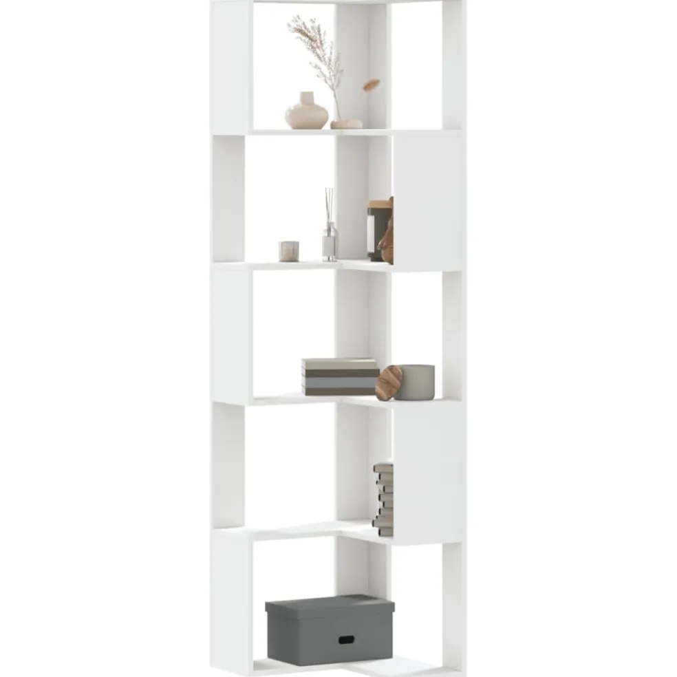 vidaXL Boekenkast 5-laags hoek 50x50x179 cm bewerkt hout wit