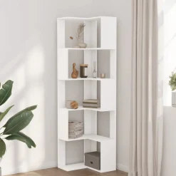 vidaXL Boekenkast 5-laags hoek 50x50x179 cm bewerkt hout wit