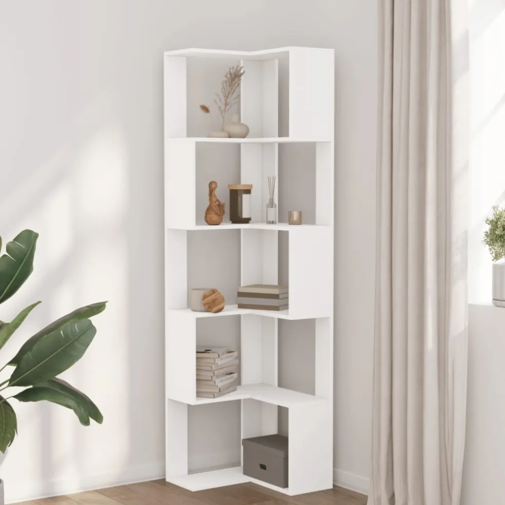 vidaXL Boekenkast 5-laags hoek 50x50x179 cm bewerkt hout wit