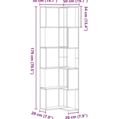 vidaXL Boekenkast 5-laags hoek 50x50x179 cm bewerkt hout wit
