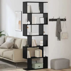 vidaXL Boekenkast 6-laags 70 x 24 x 193,5 cm Bewerkt hout Zwart Eiken