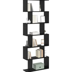 vidaXL Boekenkast 6-laags 70 x 24 x 193,5 cm Bewerkt hout Zwart Eiken