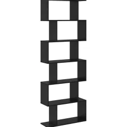 vidaXL Boekenkast 6-laags 70 x 24 x 193,5 cm Bewerkt hout Zwart Eiken