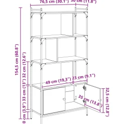 vidaXL Boekenkast 6-laags 76,5 x 30 x 154,5 cm Bewerkt hout