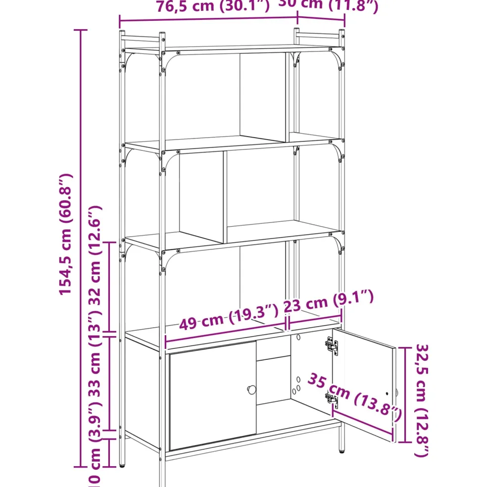 vidaXL Boekenkast 6-laags 76,5 x 30 x 154,5 cm Bewerkt hout