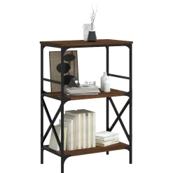 vidaXL Boekenkast 3-laags 59x35x90,5 cm bewerkt hout bruin eikenkleur