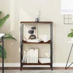 vidaXL Boekenkast 3-laags 59x35x90,5 cm bewerkt hout bruin eikenkleur