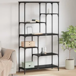 vidaXL Boekenkast 5-laags 99 x 35,5 x 176 cm Bewerkt hout Zwart eiken