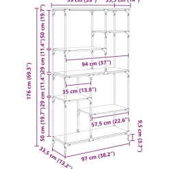 vidaXL Boekenkast 5-laags 99 x 35,5 x 176 cm Bewerkt hout Zwart eiken