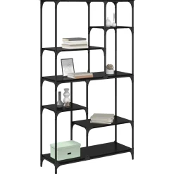 vidaXL Boekenkast 5-laags 99 x 35,5 x 176 cm Bewerkt hout Zwart eiken