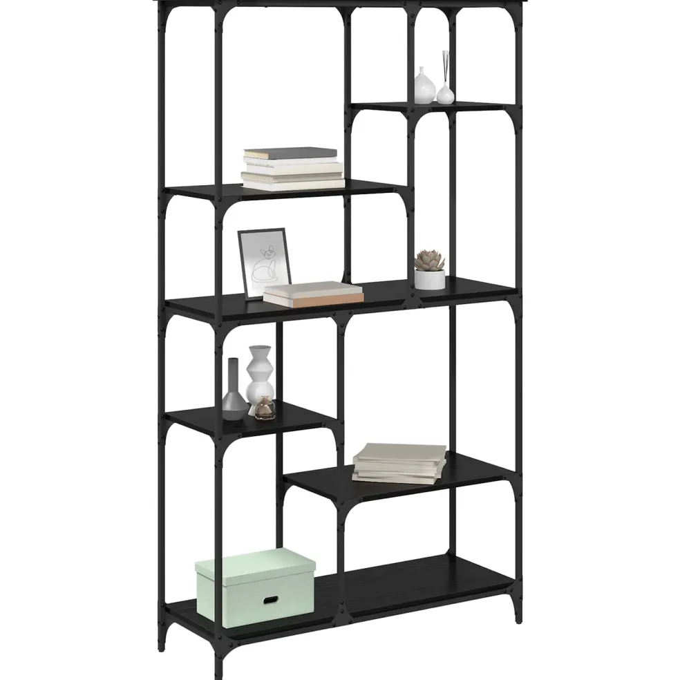 vidaXL Boekenkast 5-laags 99 x 35,5 x 176 cm Bewerkt hout Zwart eiken