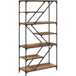 vidaXL Boekenkast 9-laags 91 x 36 x 176 cm Bewerkt hout Oud Hout