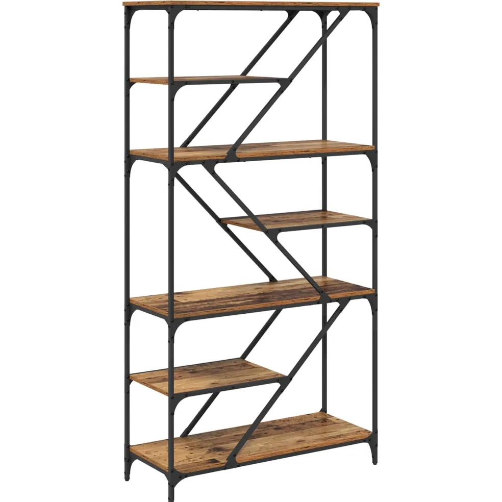 vidaXL Boekenkast 9-laags 91 x 36 x 176 cm Bewerkt hout Oud Hout