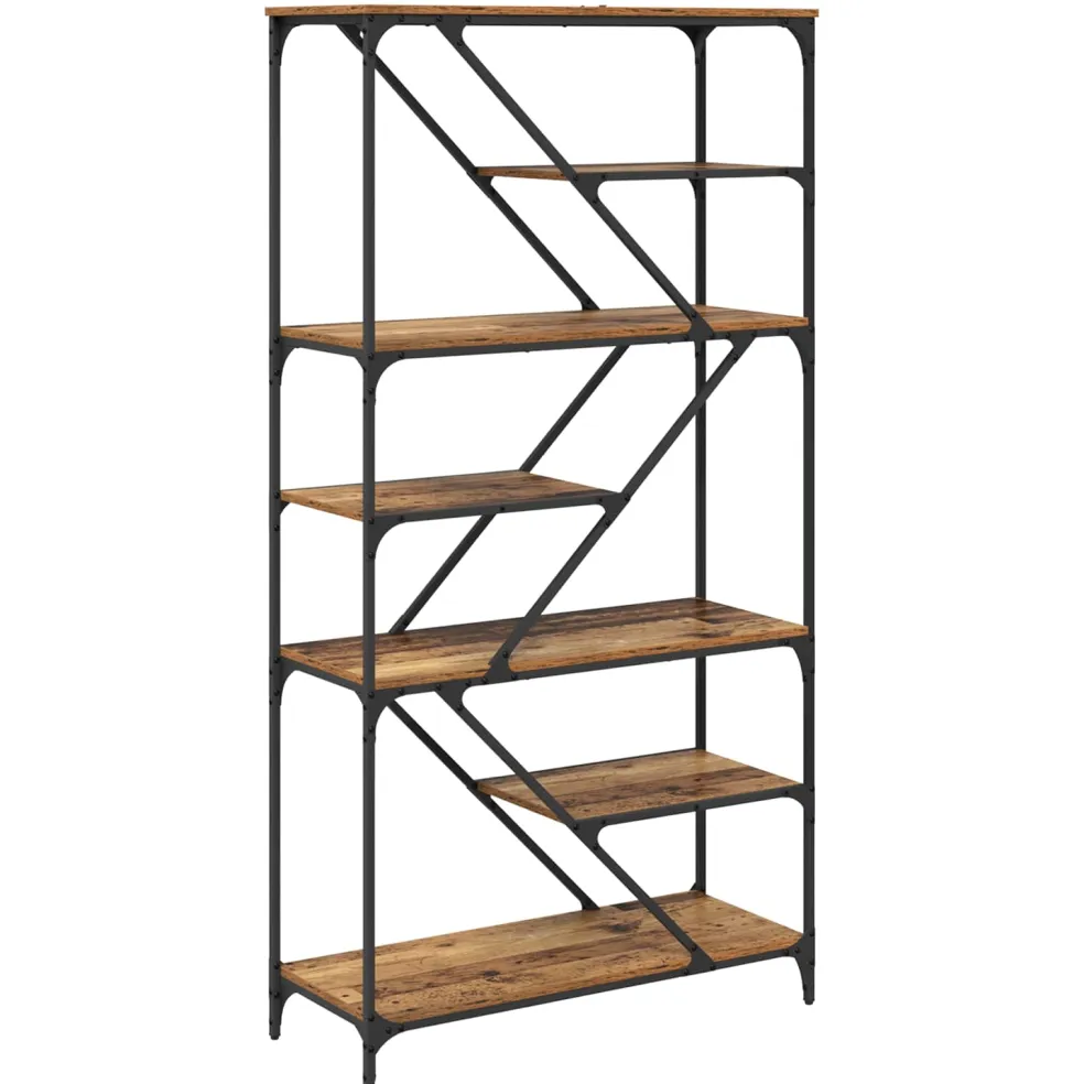 vidaXL Boekenkast 9-laags 91 x 36 x 176 cm Bewerkt hout Oud Hout