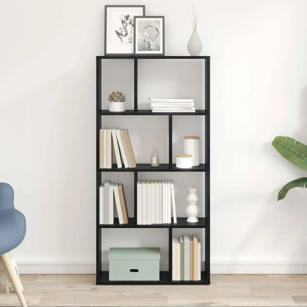 vidaXL Boekenkast 8-laags 60 x 20 x 120,5 cm Bewerkt hout Zwart Eiken
