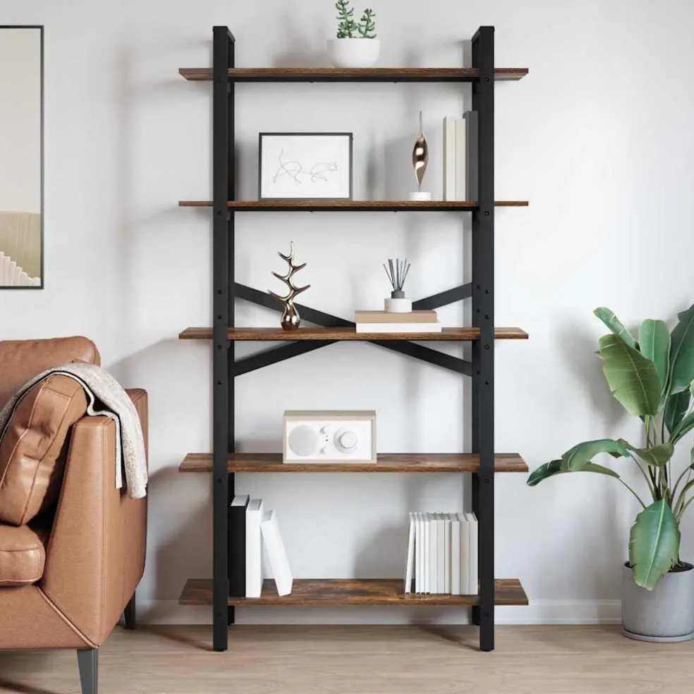 vidaXL Boekenkast 5-laags 100 x 33,5 x 178 cm Bewerkt hout