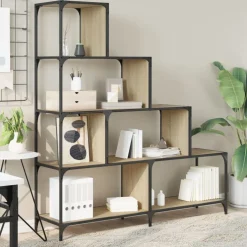 vidaXL Boekenkast 4-laags 139x33,5x149 cm bewerkt hout sonoma eiken