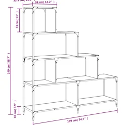 vidaXL Boekenkast 4-laags 139x33,5x149 cm bewerkt hout sonoma eiken