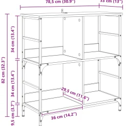 vidaXL Boekenkast 4-laags 78,5 x 33 x 82 cm Bewerkt hout Zwart eiken