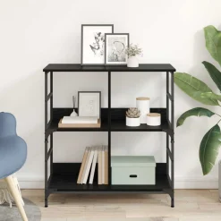 vidaXL Boekenkast 4-laags 78,5 x 33 x 82 cm Bewerkt hout Zwart eiken