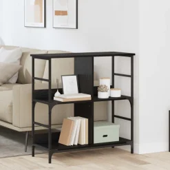 vidaXL Boekenkast 4-laags 78,5 x 33 x 82 cm Bewerkt hout Zwart eiken