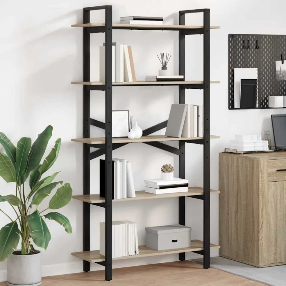 vidaXL Boekenkast 5-laags 100 x 33,5 x 178 cm Bewerkt hout