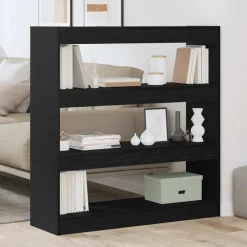 vidaXL Boekenkast 3-laags 100 x 30 x 103 cm Bewerkt hout Zwart Eiken