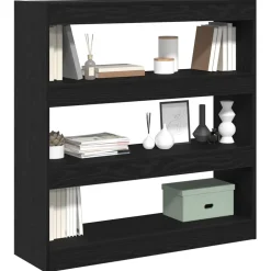 vidaXL Boekenkast 3-laags 100 x 30 x 103 cm Bewerkt hout Zwart Eiken