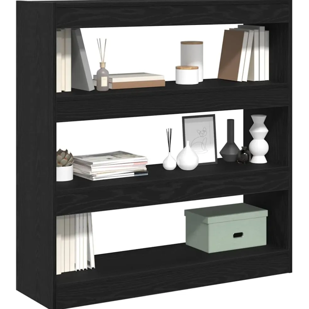 vidaXL Boekenkast 3-laags 100 x 30 x 103 cm Bewerkt hout Zwart Eiken