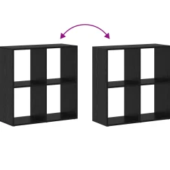 vidaXL Boekenkast 4-laags 69,5 x 29 x 69,5 cm Bewerkt hout Zwart Eiken