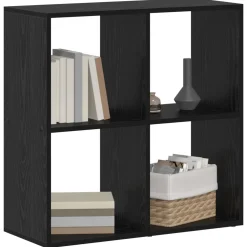 vidaXL Boekenkast 4-laags 69,5 x 29 x 69,5 cm Bewerkt hout Zwart Eiken