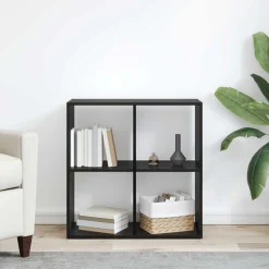 vidaXL Boekenkast 4-laags 69,5 x 29 x 69,5 cm Bewerkt hout Zwart Eiken
