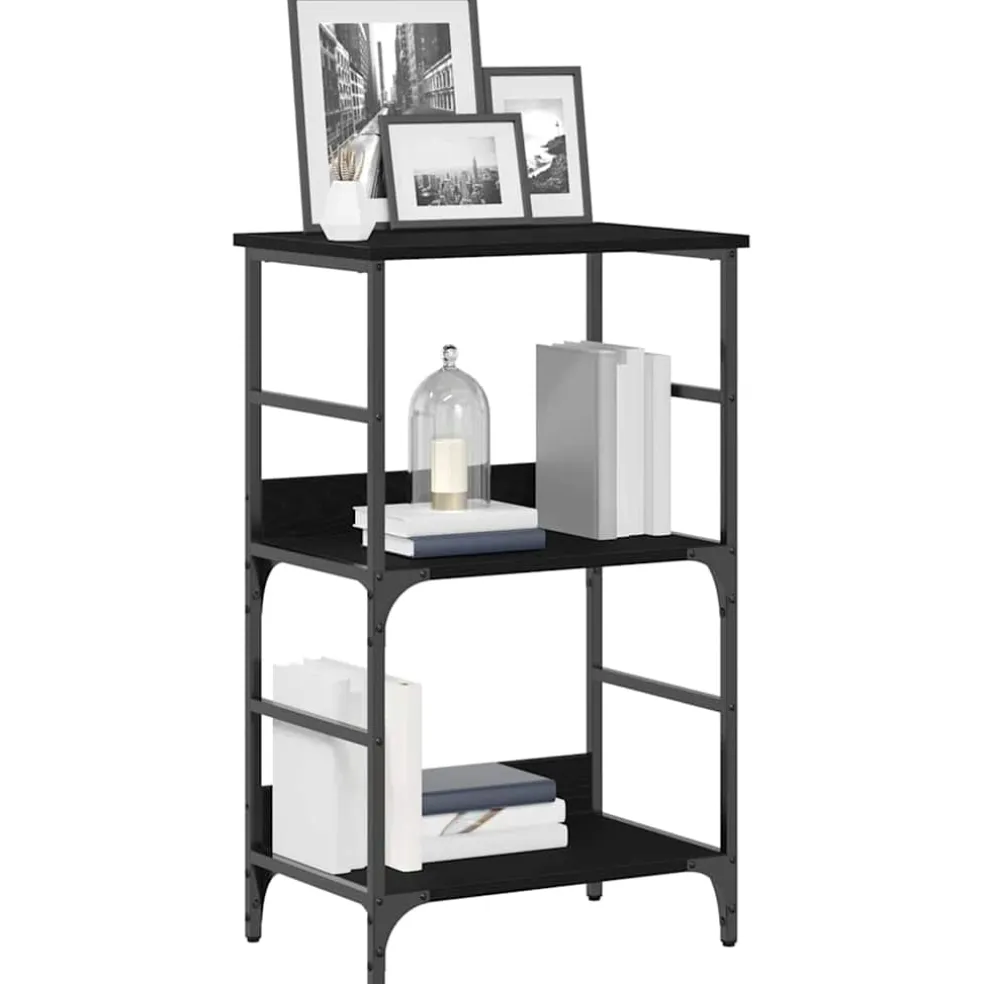 vidaXL Boekenkast 2-laags 50 x 33 x 82 cm Bewerkt hout Zwart Eiken