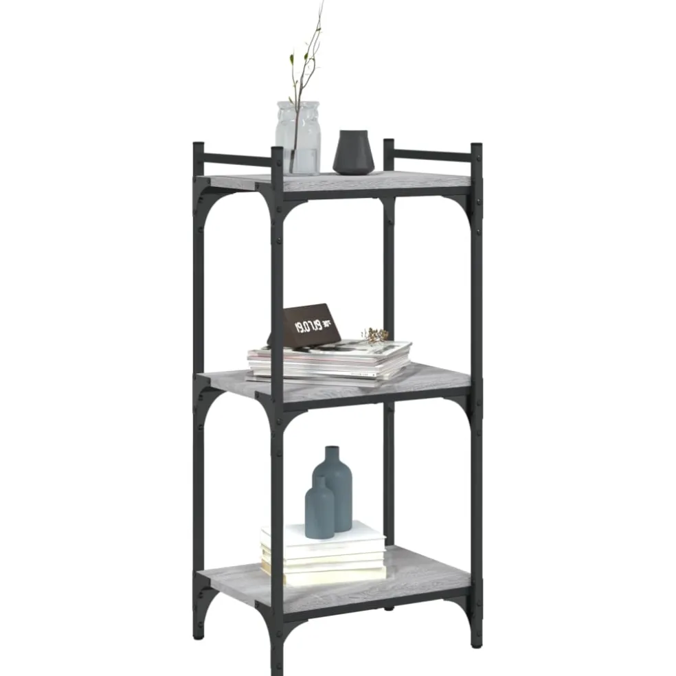 vidaXL Boekenkast 3-laags 40x30x86 cm bewerkt hout grijs sonoma