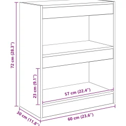 vidaXL Boekenkast 2-laags 60 x 30 x 72 cm Bewerkt hout Zwart Eiken