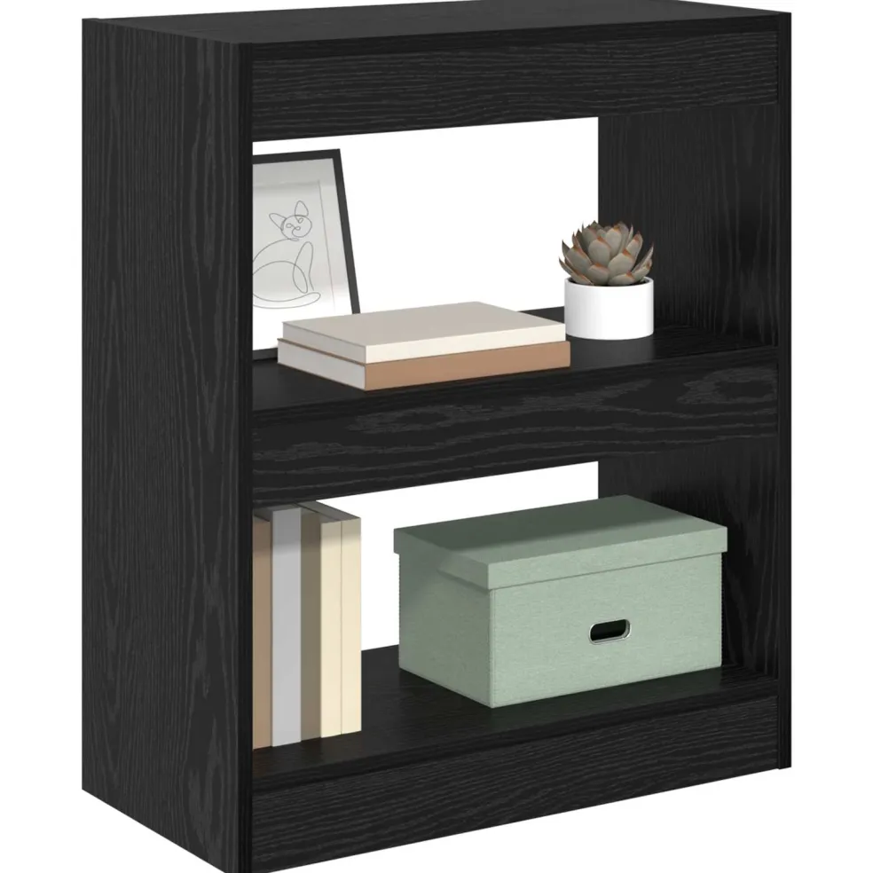 vidaXL Boekenkast 2-laags 60 x 30 x 72 cm Bewerkt hout Zwart Eiken