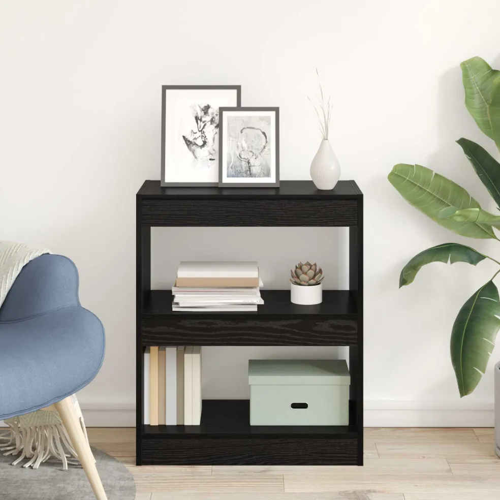 vidaXL Boekenkast 2-laags 60 x 30 x 72 cm Bewerkt hout Zwart Eiken