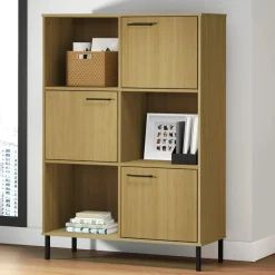 vidaXL Boekenkast met metalen poten OSLO 90x35x128,5 cm hout bruin