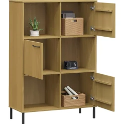 vidaXL Boekenkast met metalen poten OSLO 90x35x128,5 cm hout bruin