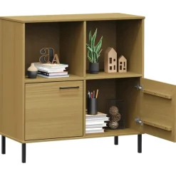 vidaXL Boekenkast met metalen poten OSLO 90x35x90,5 cm hout bruin